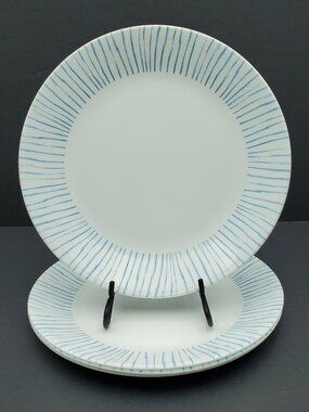 Corelle Botanical Stripes Dinner Plates Corning White Plates with Blue Stripes